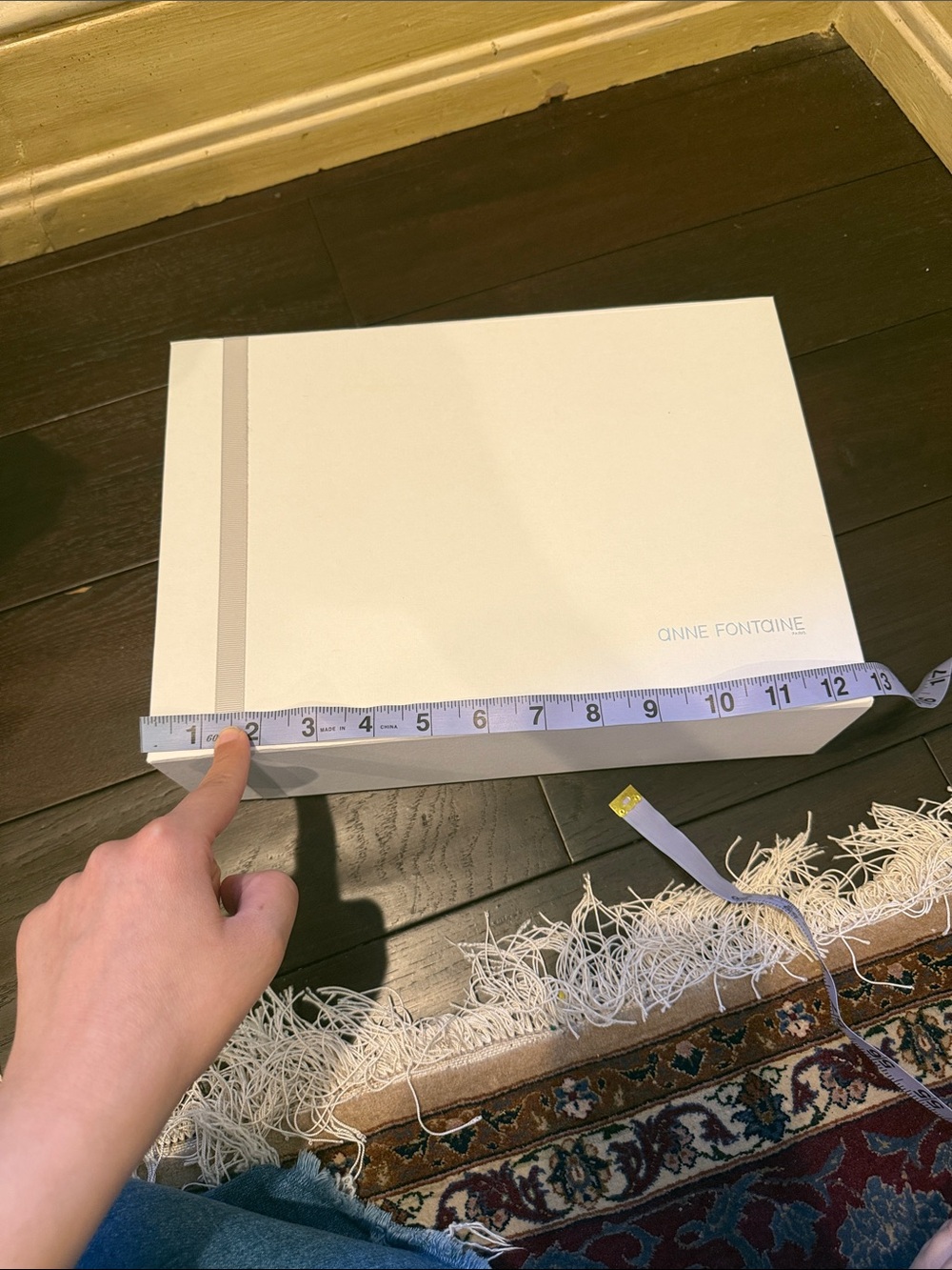 Anne Fontaine White Box with Light Gray Stripe